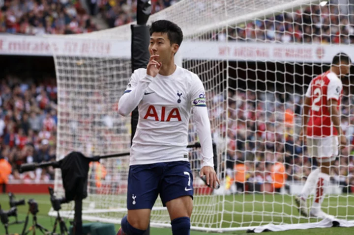 Son scores twice as Tottenham rallies to draw 2-2 at Arsenal in north London derby