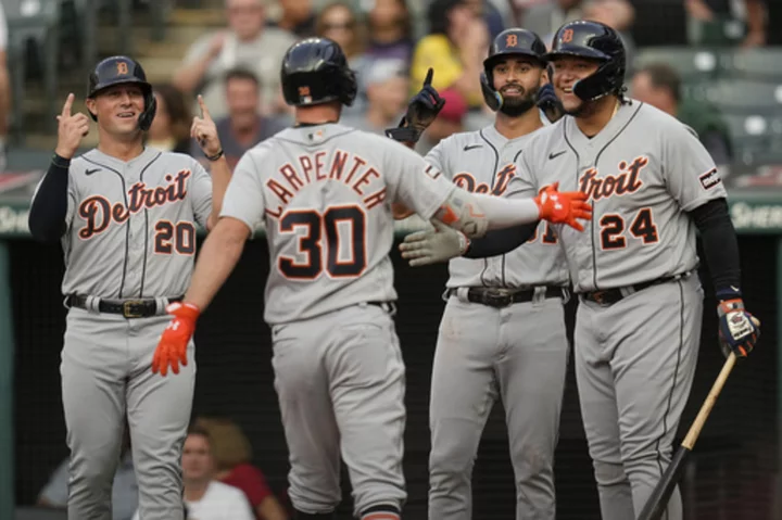 Kerry Carpenter's 3-run homer off rookie Tanner Bibee helps Tigers tame Guardians 4-3