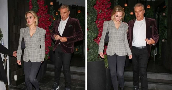 Dolph Lundgren, 65, and fiancee Emma Krokdal, 25, make a stylish entrance during dinner date in LA