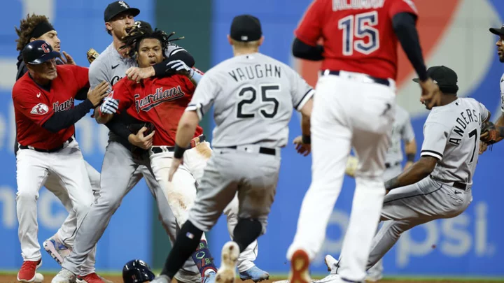 Jose Ramirez Embraces Tim Anderson Knockout With Boxing Gloves Photo