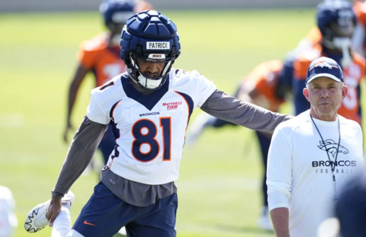 Broncos receiver Tim Patrick carted off field with right leg injury