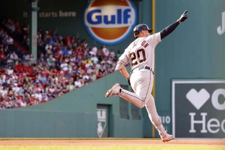 Carpenter hits 2 HRs, Tigers go deep over Green Monster 4 times in 6-2 win over Red Sox