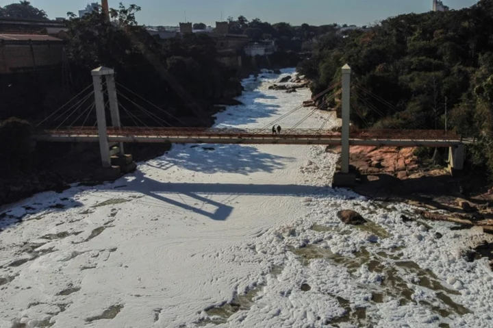 Toxic foam blights river crucial to Brazil's biggest city