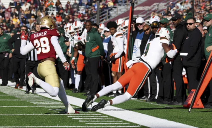 Miami crushes Boston College 45-20, snaps 3-game losing streak