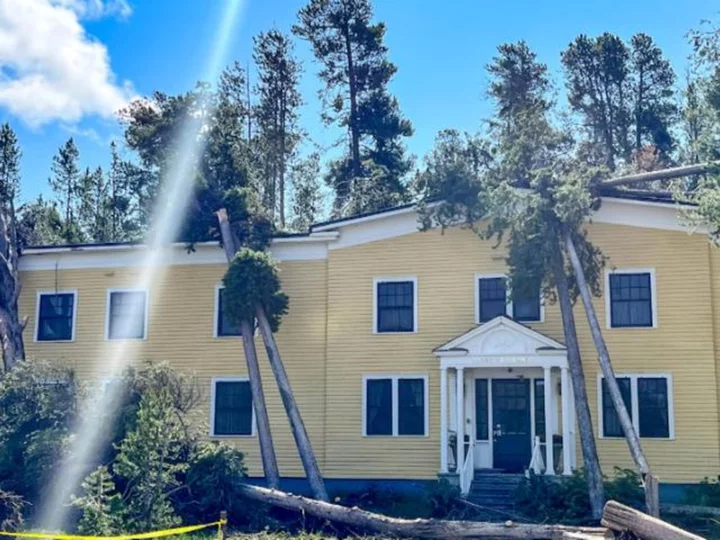 A windstorm at Yellowstone National Park downed hundreds of trees and damaged multiple buildings and cars