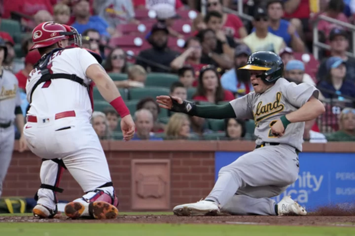 Gelof slugs 4 hits as the Athletics snap a 9-game road skid with an 8-0 win over Cardinals