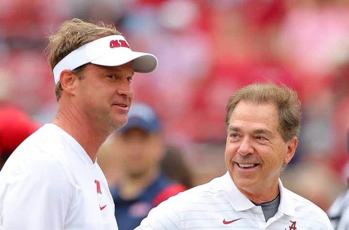 Lane Kiffin continues to needle Alabama, hints at Nick Saban retirement