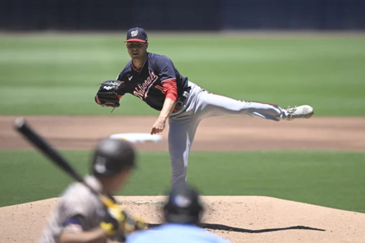 Gore, Candelario lead the Nationals to an 8-3 rout of the staggering Padres