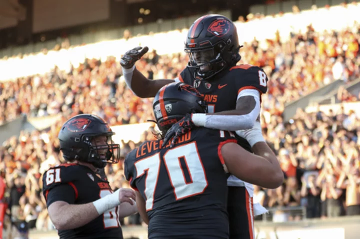 Martinez gets No. 16 Oregon State going in 55-7 win over UC Davis