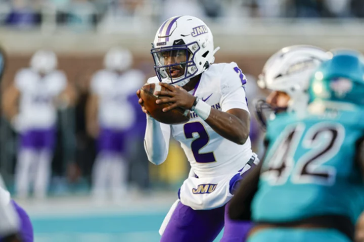 McCloud throws career-high 5 TD passes, No. 24 James Madison beats Coastal Carolina 56-14