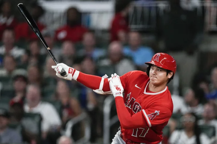 Angels use 3 solo homers to cool off MLB-leading Braves with 4-1 victory; Ohtani goes 2 for 3