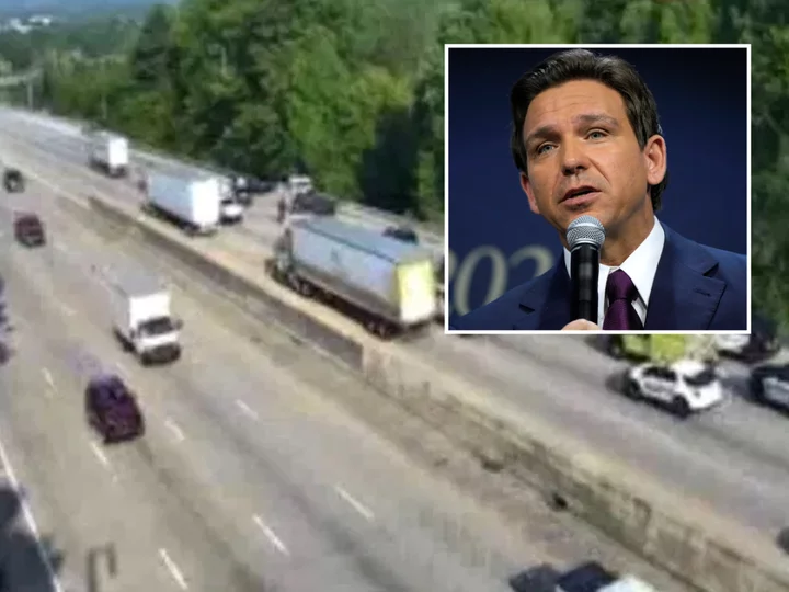 Ron DeSantis car accident - latest: Campaign fires staffer over Nazi meme as animal blamed for motorcade crash