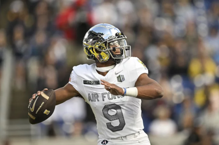 Zac Larrier throws a 94-yard touchdown and No. 22 Air Force shuts down Navy 17-6