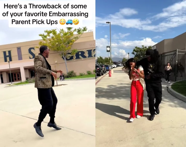 Father praised for performing ‘embarrassing’ dance moves when picking daughter up from high school