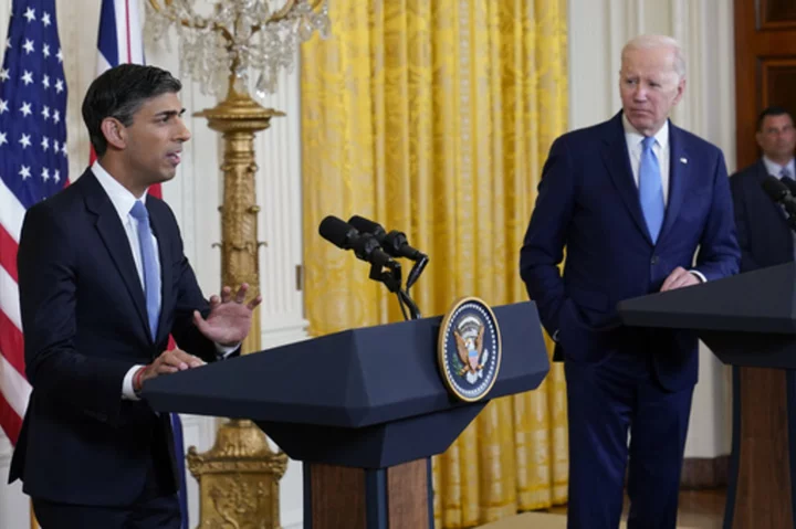 Biden, Sunak vow to stick together on Ukraine, deepen cooperation on clean energy transition, AI