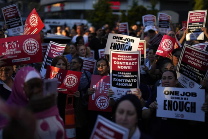 Las Vegas hotel workers union reaches tentative deal with Caesars, but threat of strike still looms