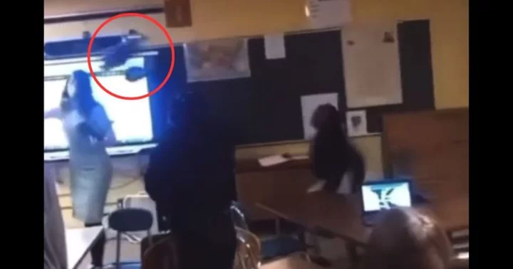 Outrage as video of student hurling metal chair at teacher in Michigan classroom goes viral