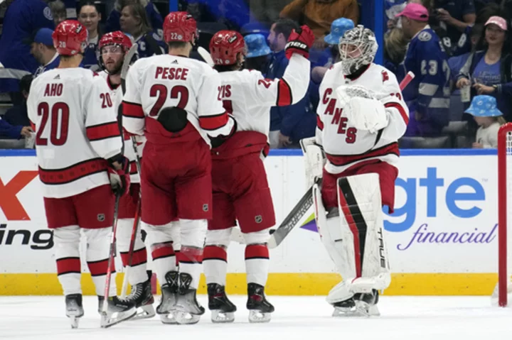 Aho and Burns have goal and assist, Kochetkov gets shutout as Hurricanes beat Lightning 4-0