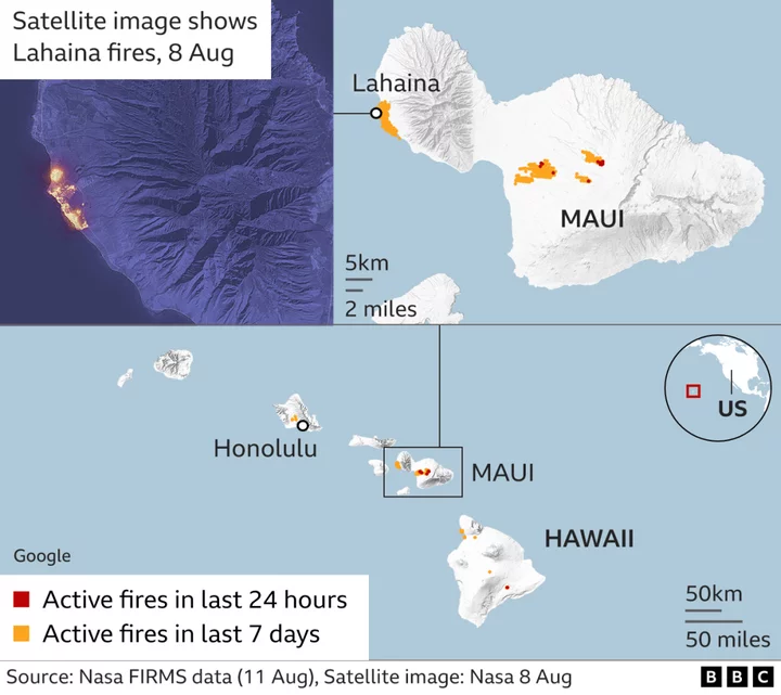 Hawaii fire: Maps and images reveal Maui devastation