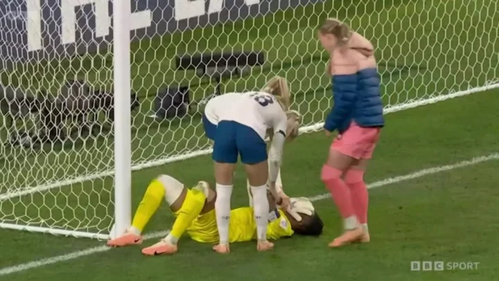 Women’s World Cup: England players rush to console Nigeria’s goalkeeper after winning shootout 4-2