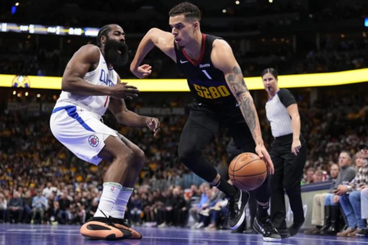 Nikola Jokic scores 32, Nuggets win 111-108 to keep the Clippers winless with James Harden